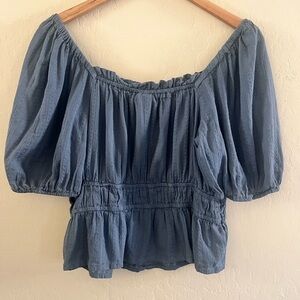 Women's Blue Off-Shoulder Top